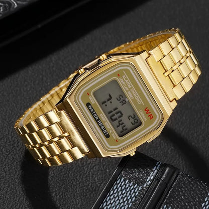 F91W Steel Strap Watches Women Watch Men Business Clock Multifunction LED Digtal Sports Wrist Watch Electronic Clock Electron wi