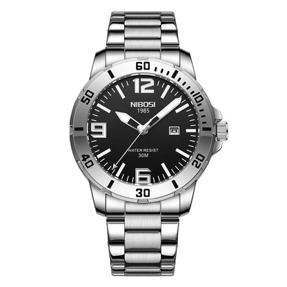 NIBOSI Luxury Man Wristwatch Business Stainless Steel Date Quartz Men Watch Waterproof Luminous Date Men's Watches Clock
