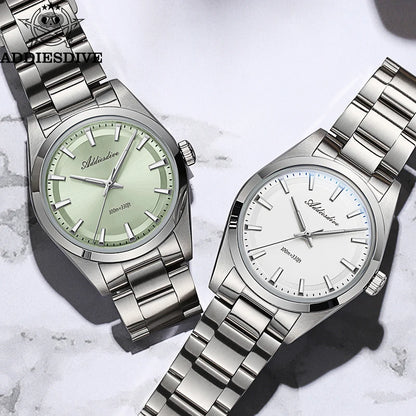 ADDIESDIVE Hot Sale AD2066 Mens Watch 36mm Bubble Mirror Glass Mint Green Quartz Watches Waterproof Luxury Stainless Steel Clock