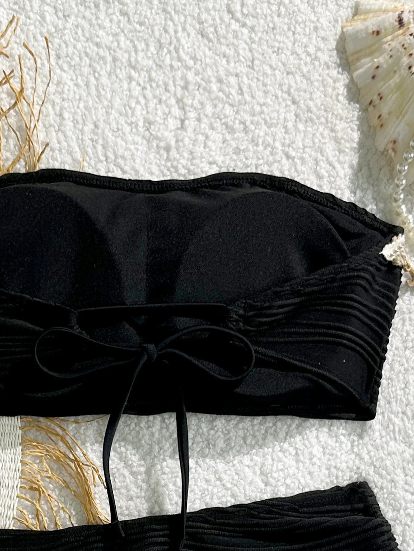 XS - XL Bandeau Wrinkled High Cut Bikini Women Swimwear Female Swimsuit Two-pieces Bikini Set Shell Bather Bathing Suit Swim