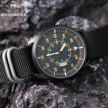 ADDIESDIVE Men's Luxury Watches Nylon Strap reloj hombre Luminous 50M Waterproof Date Quartz Wristwatch Relog Reloj Hombre