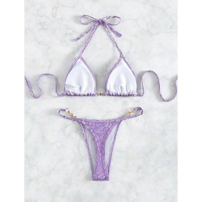 S - XL Leopard Halter Mini Micro Thong Bikini Women Swimwear Female Swimsuit Two-piece Bikini set Bather Bathing Suit Swim K5207