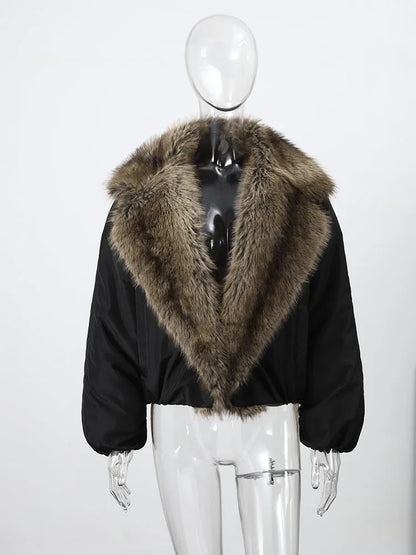 Fashion Faux Fur Patchwork Jacket Women Stand Collar Full Sleeve Warm Lace Up Loose Jackets 2026 Lady New Casual Outwear Street