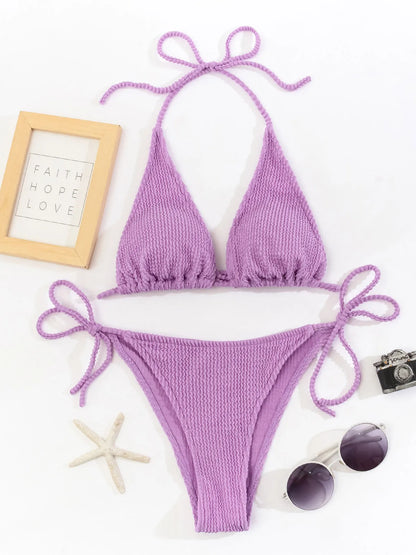 2025 New Fashion Sexy Bikini Solid Swimsuit Women Swimwear Push Up Set Brazilian Bathing Suit Summer Beach Wear Swimming