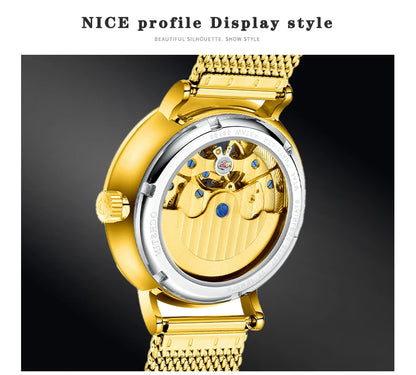 OCHSTIN Men's Stainless Steel Mesh Bracelet Watches Man High-Grade Cooktop Glass Skeleton Mechanical Flying Tourbillon Watch