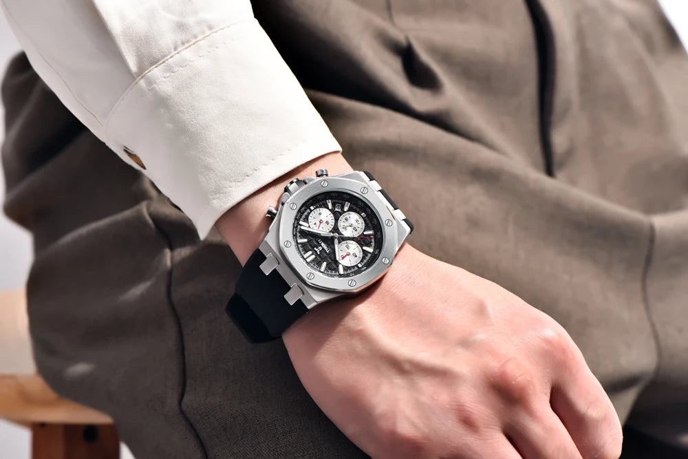 2025 New TYBERLEY Men's Watches Top Brand Luxury Quartz Watch Men Chronograph Wristwatches Sports Waterproof Luminous Grid Clock
