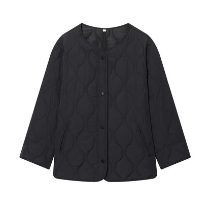 MUJER Black Quilted Jacket Women Padded Demi-season Jackets for Women Long Sleeve Winter Coat Female Outerwears Women's Jacket
