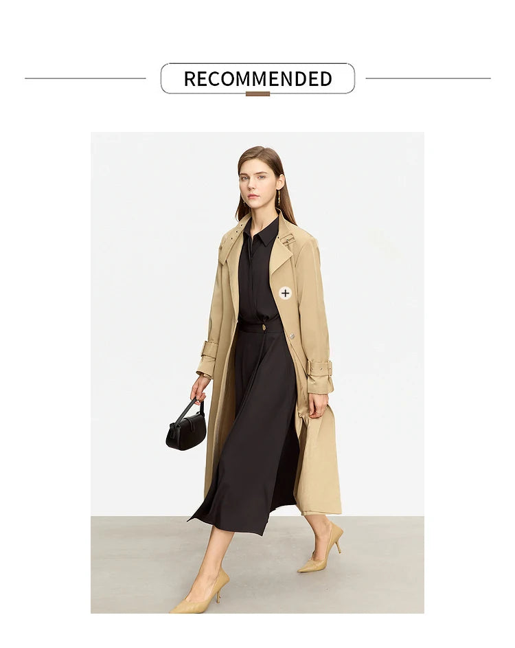 AMII Minimalist French Long-sleeve Shirt Dress for Women 2024 Autumn New A-line Office Lady Solid Midi Dresses Vestidos 12343290