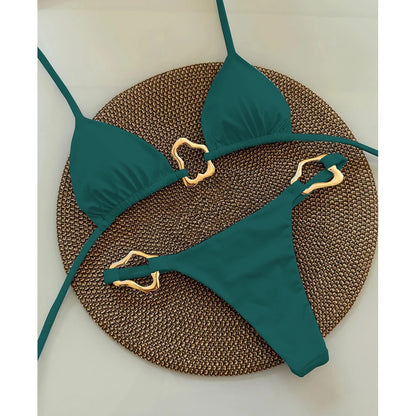 Sexy Halter Micro Bikini 2025 Women Swimsuit Solid Swimwear Thong Bikinis Set Brazilian Beach Wear Bathing Suit Biquini Female