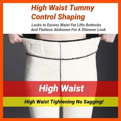 Women Thermal Leggings Winter Warm Sexy Elastic Translucent Pantyhose Female Fleece High Waist Slim Thicken Tight Pants Black
