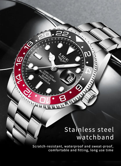 LIGE Top Brand Fashion Mens Watch Business Luxury Quartz Wristwatches Luminous Waterproof Sports Watches Mens Gifts Reloj Hombre