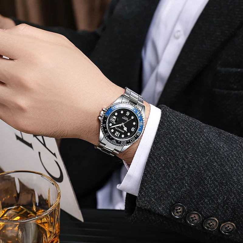 Fashion Men's Watches Date High-end Luxury Casual Sport Clock Classic Business Quartz Male Stainless Steel Wristwatches