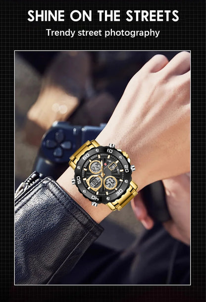 LIGE Watches For Men Luxury Brand Sport Quartz Wristwatch Waterproof Military Digital Clock Steel Men Watch Relogio Masculino