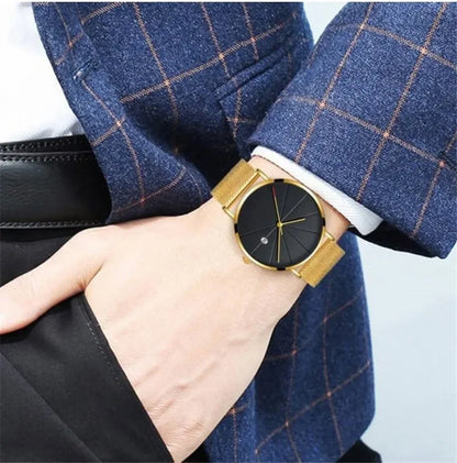 Man Watch 2025 Luxury Gold Men Watches Ultra Thin Mens Watches Stainless Steel Mesh Belt Quartz Wristwatches Horloge Mannen