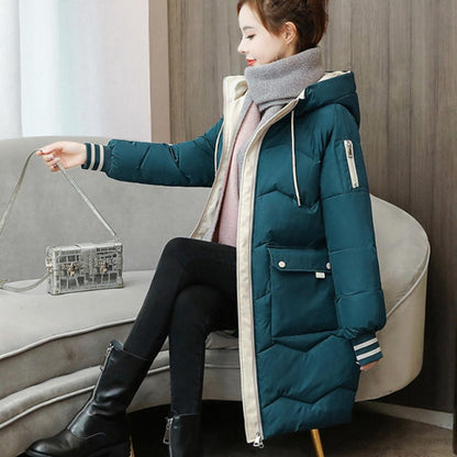 2025 New Women Long Down Cotton Jacket Korean Loose Cotton Coat Winter Thicken Warm Women Parkas Winter Female Hooded Coat