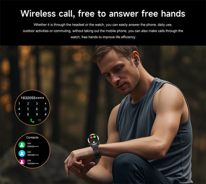 NFC Smart Watch Wireless Earphone 2 in1 Bluetooth Call Men Smart Watches Heart Rate Monitor Music Playing Headphones Smartwatch