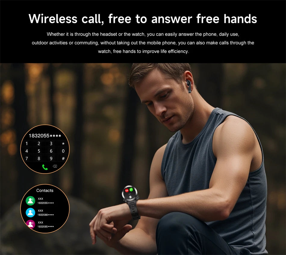NFC Smart Watch Wireless Earphone 2 in1 Bluetooth Call Men Smart Watches Heart Rate Monitor Music Playing Headphones Smartwatch
