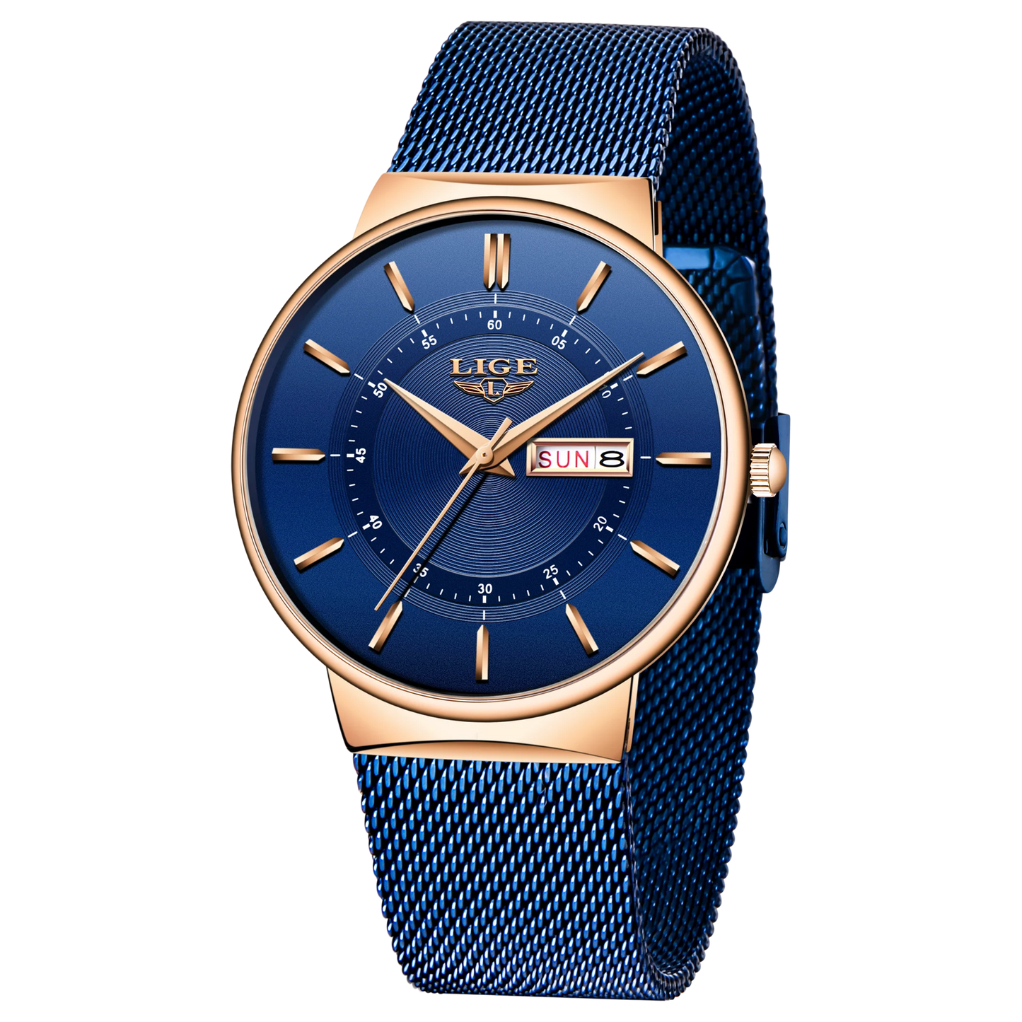 LIGE Mens Watches Top Brand Luxury Waterproof Ultra Thin Date Clock Male Steel Strap Casual Quartz Watch Men Sports Wrist Watch