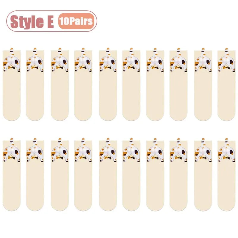 Cartoon Cat Egg Couple Socks Cozy Mid-Calf for Maternity Warm Winter Cute Present for Christmas Cat Lovers Family