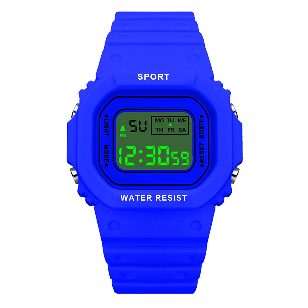 YIKAZE Sports Watch Boys Girls Student LED Electronic Watch Colorful Men Women Square Digital Watches Waterproof Rubber Clock
