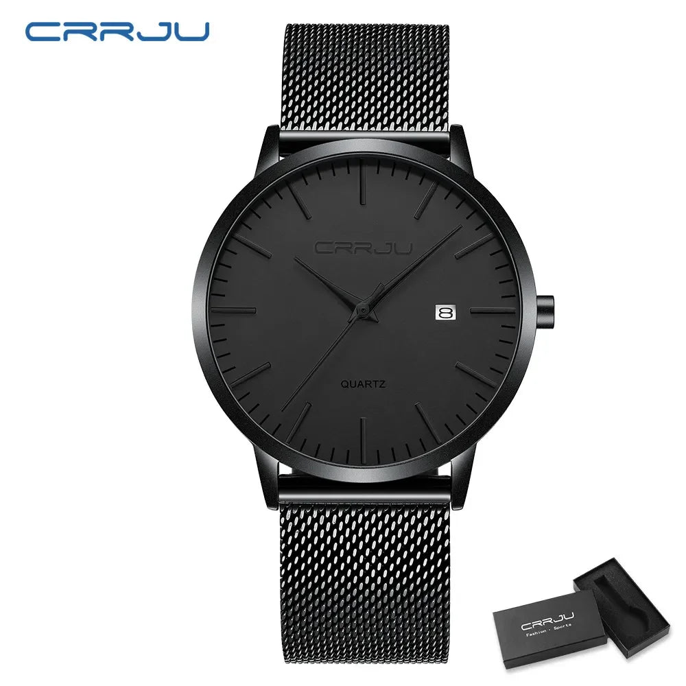 Watch for Men, Stainless Steel 40mm with Mesh Strap Mens Watches,Classic Ultra Slim 7mm Men's Wrist Watches Automatic Minimalist