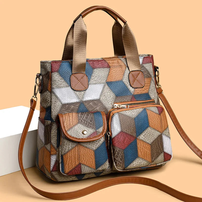 Women's Handbag Women's Shoulder Bag Fashion Purse Vintage Leather Bag Large Capacity Handbag Inclined Shoulder Bag Mom's Bag