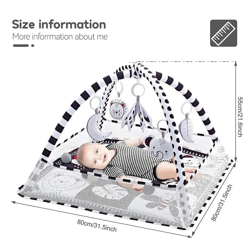Newborn Fitness Frame Multifunctional Game Mat Cartoon Pattern Early Enlightenment Baby Play Mat Children's Playpen Toys Infant