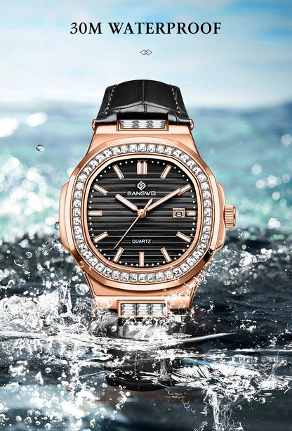 LIGE New Fashion Date Couple Watches 30M Waterproof Luminous Valentine's Day Gift Stainless Steel Watch Men Women Quartz Watch