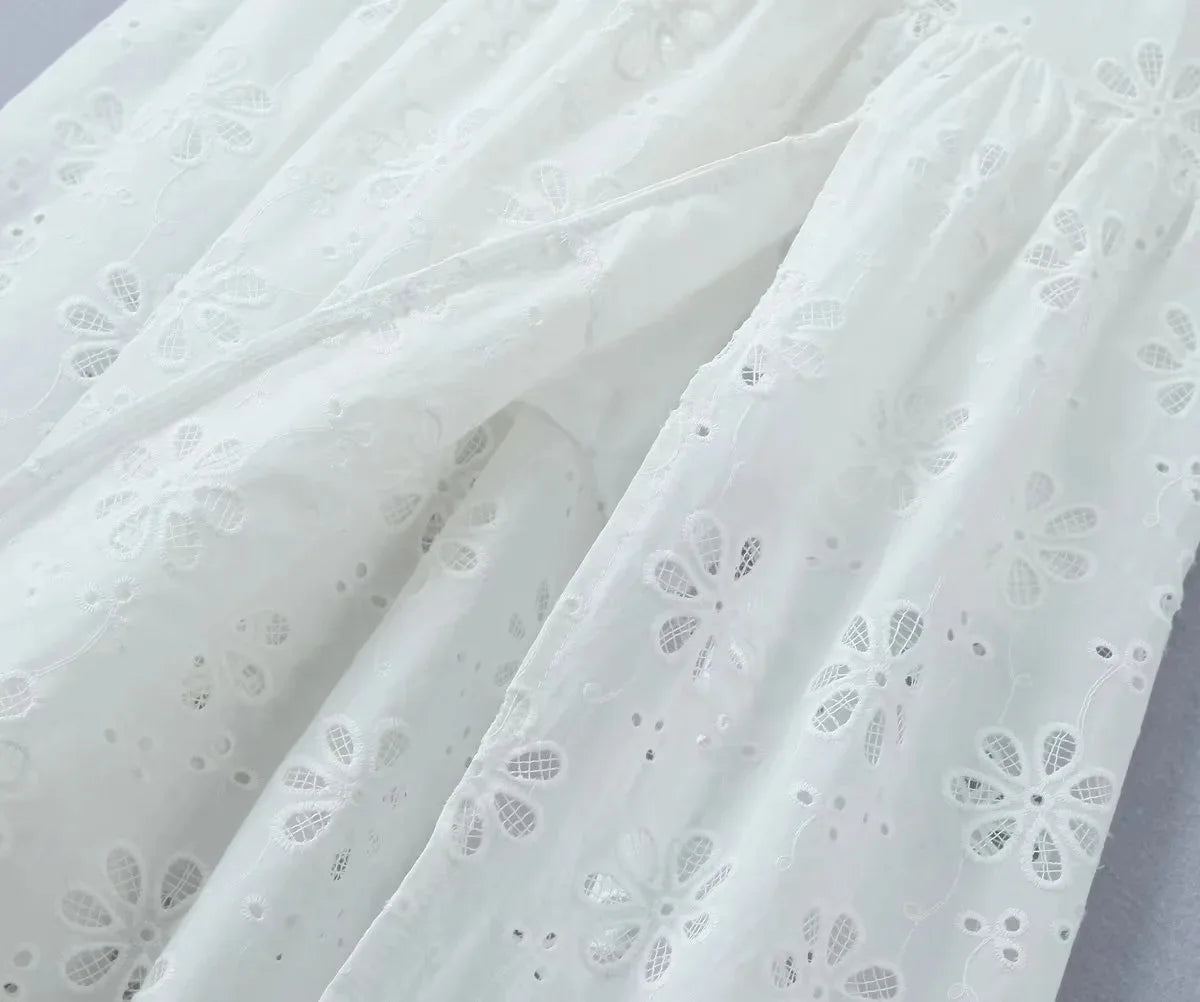 Ashgaily White Dress Women Halter Cotton Long Dress Lace Elegant Party Outfits Ladies Sexy Club Clothes