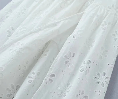 Ashgaily White Dress Women Halter Cotton Long Dress Lace Elegant Party Outfits Ladies Sexy Club Clothes