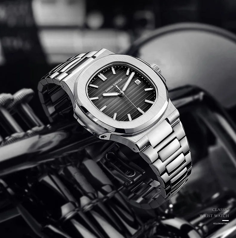 DIUDN DESIGN Men Luxury Watches Top Brand JAPAN Quartz Wristwatch Sport Business Stainless Steel Waterproof CLOCK reloj hombre