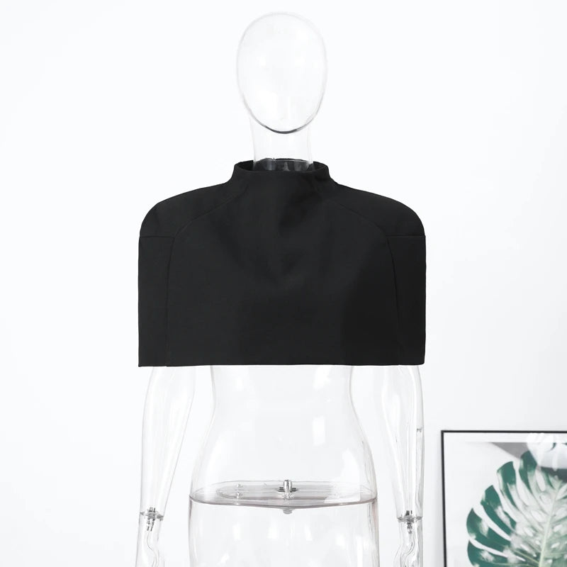 Cropped Women Blazer Zipper Sleeveless Stand Collar Solid Elegant Female Shrugs Top Fashion Casual Party Clothing New 2026