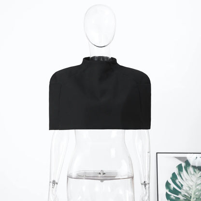 Cropped Women Blazer Zipper Sleeveless Stand Collar Solid Elegant Female Shrugs Top Fashion Casual Party Clothing New 2026