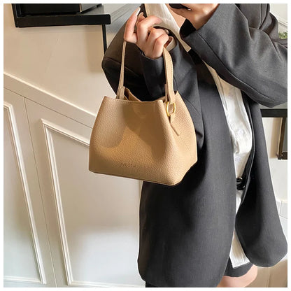 Handheld bucket bag, women's fashionable small handbag, outdoor commuting crossbody bag