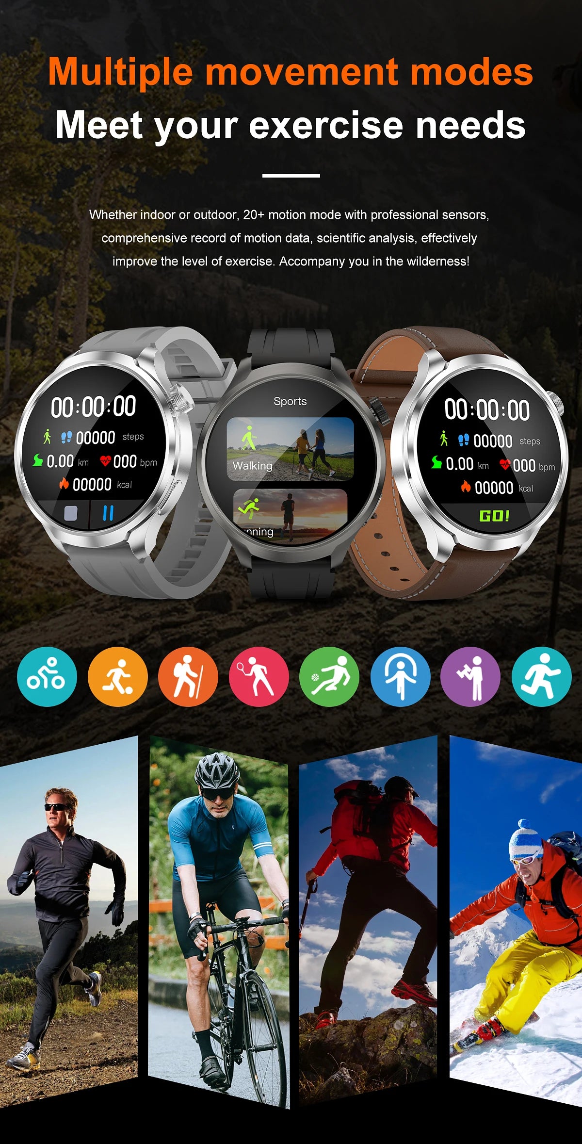 New 1.85"AMOLED NFC GPS Smart Watches For man IP68 Waterproof Blood Pressure Body Temperature Sport Fitness tracker Smart Watch
