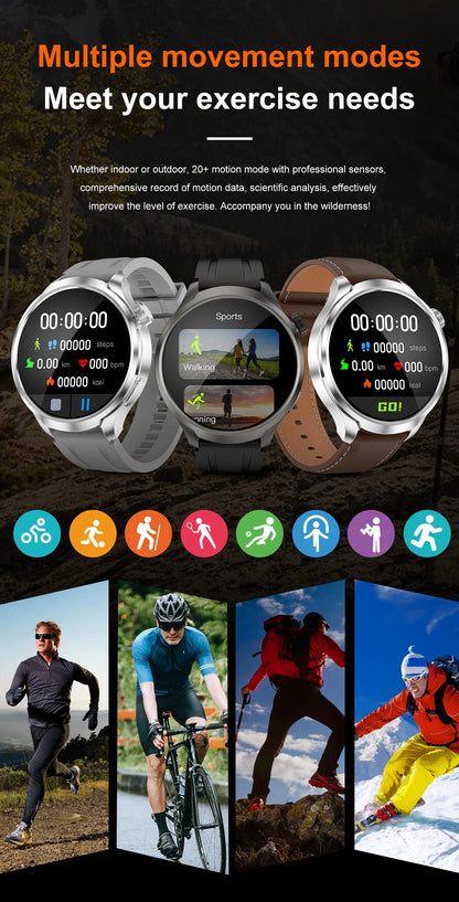 New 1.85"AMOLED NFC GPS Smart Watches For man IP68 Waterproof Blood Pressure Body Temperature Sport Fitness tracker Smart Watch