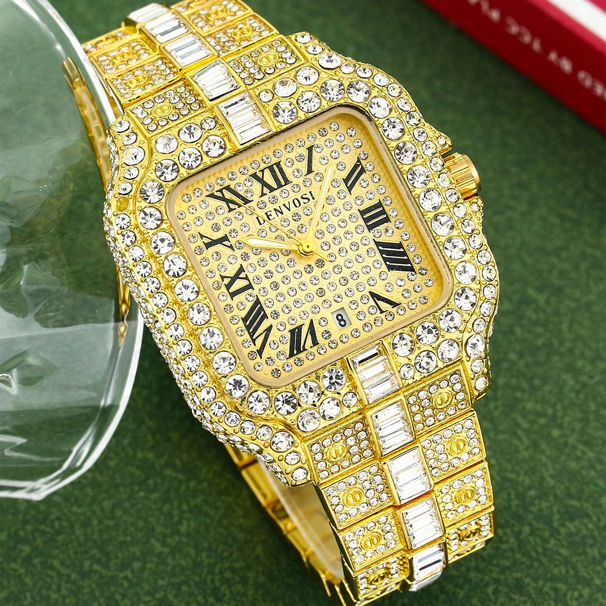 Luxury diamond watches for men Hip Hop Style Bling Bling Iced Out Wristwatch Fashion Square Stainless Steel Waterproof Clock 202