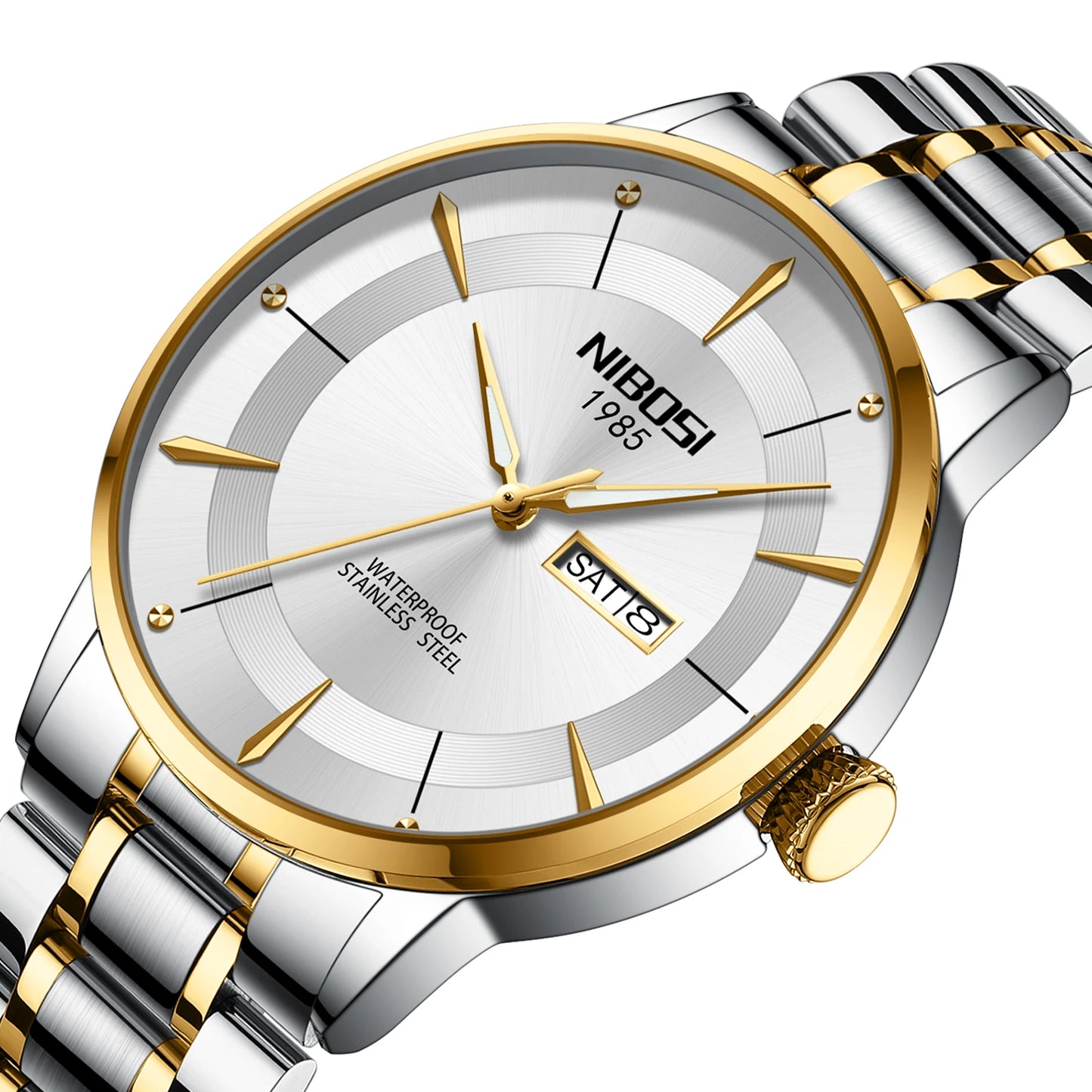 NIBOSI New Mens Watches Week Date Business Analog Quartz Dress Watches for Men Stainless Steel Waterproof Luminous Men Watches