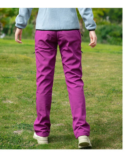 Thick Warm Fleece Hiking Pants Women Winter Waterproof Windproof Outdoor Soft Shell Rain Trousers Trekking Camping Ski Pants