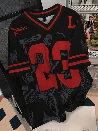 2025 Summer New Men's T-shirt Casual sporty breathable and lightweight V-neck men's T-shirt