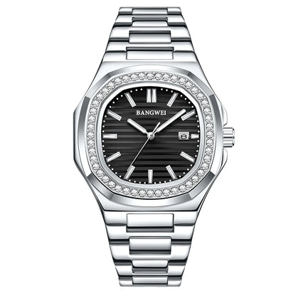 LIGE New Fashion Date Couple Watches 30M Waterproof Luminous Valentine's Day Gift Stainless Steel Watch Men Women Quartz Watch