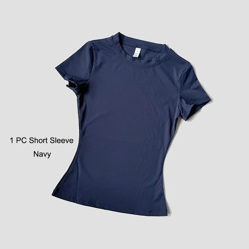 Sports Sets Fitness Hip-lifting Tight Top Short Sleeve Running Workout Gym Shorts Tracksuits For Women Breathable Sports Suits