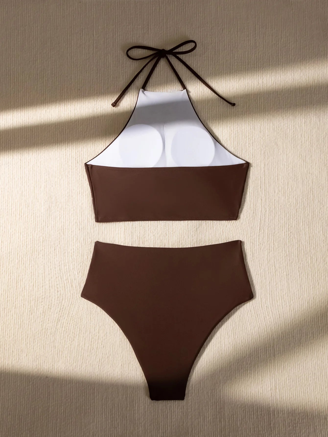 Sexy Halter Pleate Bikini Set 2026 Women Coffee Push Up Crop Top with High Waist Swimsuit Summer Holiday Bathing Suit Swimwear