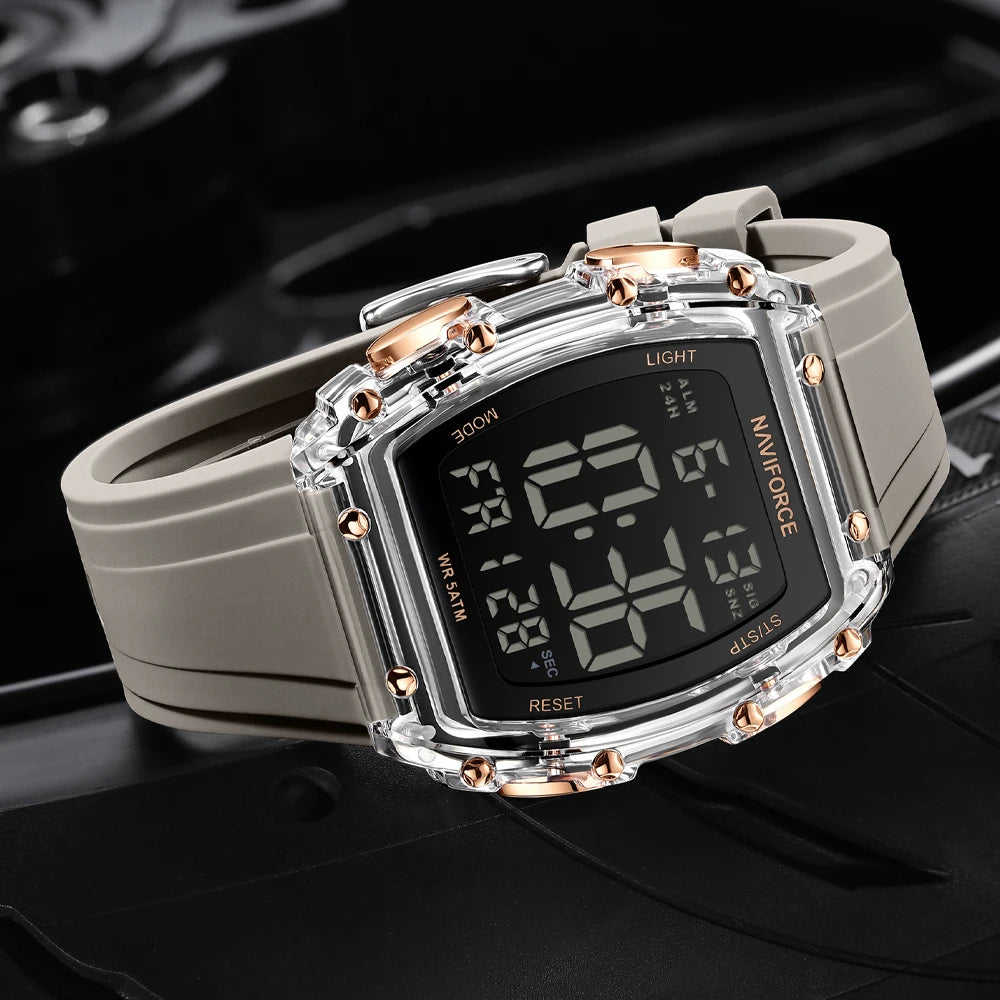 NAVIFORCE Fashion Student Watches Electronic LED Digital Watch for Men Watch Waterproof Sport Multifunctional Alarm Clock Man