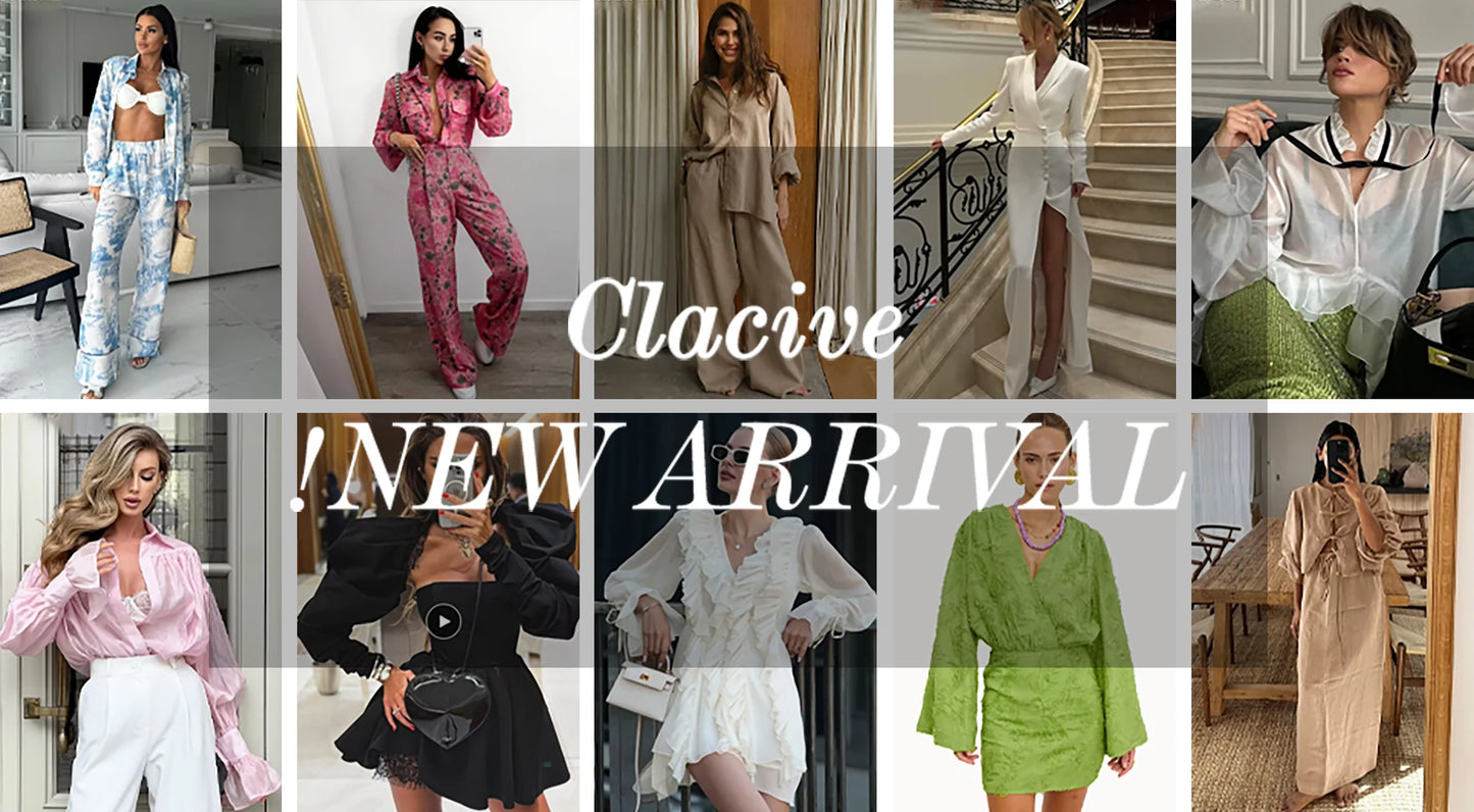 Clacive Fashion Loose Plaid Women's Shirt 2025 Vintage Lapel Long Sleeve Blouses Elegant Classic Blusas Top Female Clothing