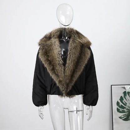 Fashion Faux Fur Patchwork Jacket Women Stand Collar Full Sleeve Warm Lace Up Loose Jackets 2026 Lady New Casual Outwear Street