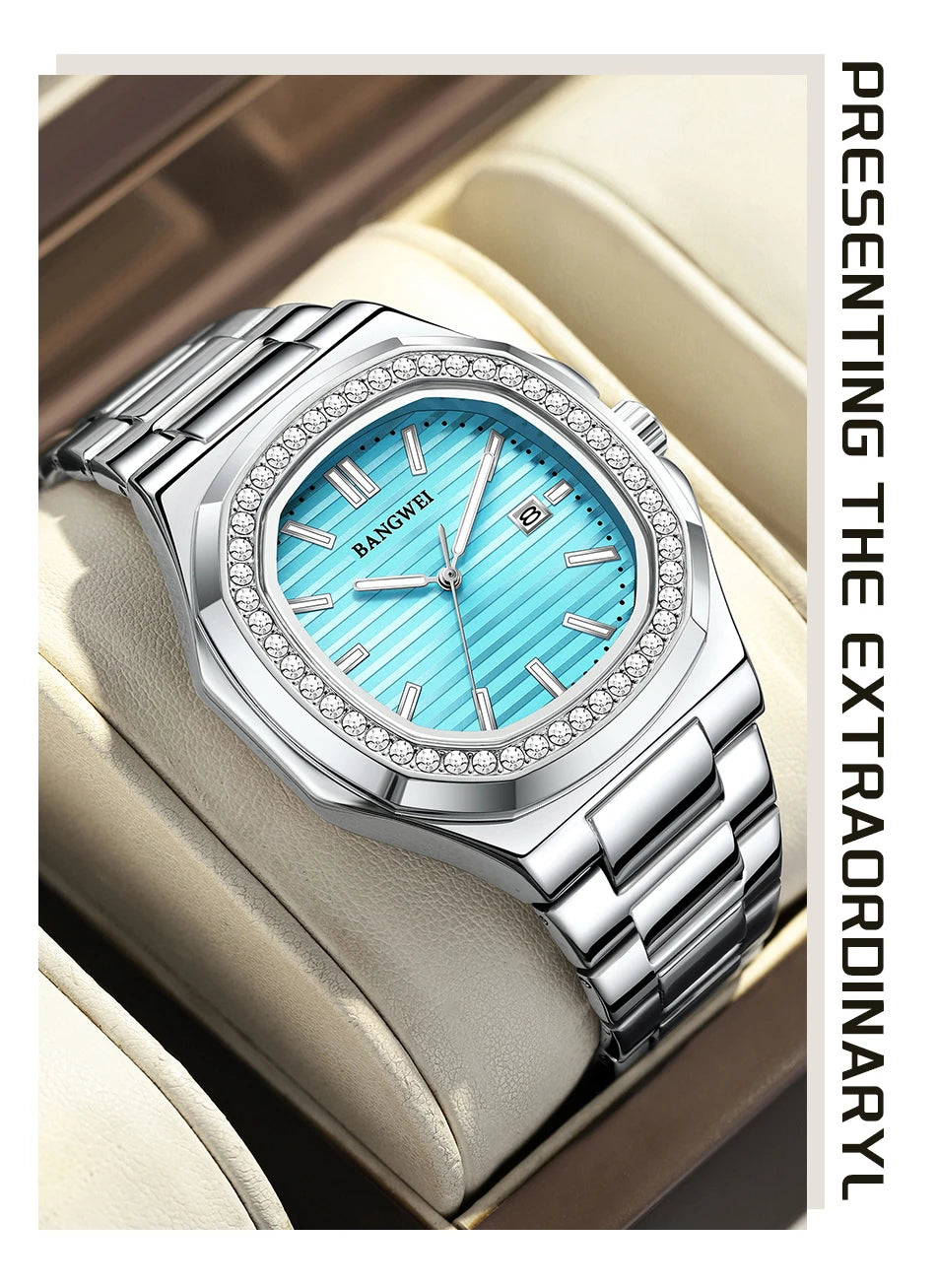 LIGE New Fashion Date Couple Watches 30M Waterproof Luminous Valentine's Day Gift Stainless Steel Watch Men Women Quartz Watch