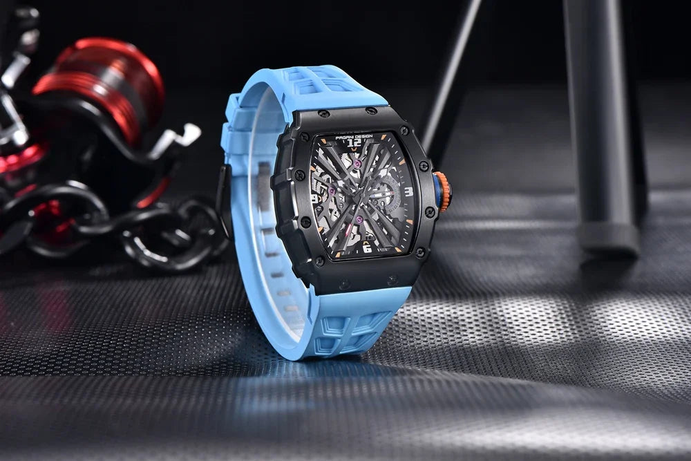 PAGANI DESIGN  Luxury Mens Quartz Watches Barrel Shape Waterproof Wrist Watch For Men VH65 Silicone Luminous Sapphire Mirror