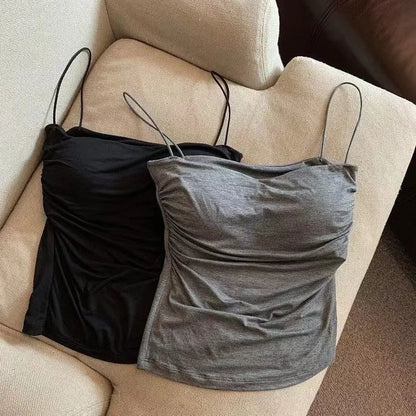 Women's Bra Stretch Women's Beach Everyday Casual Tank Top New Women's Halter Top Summer Korean Style Trend Fashion Built-In