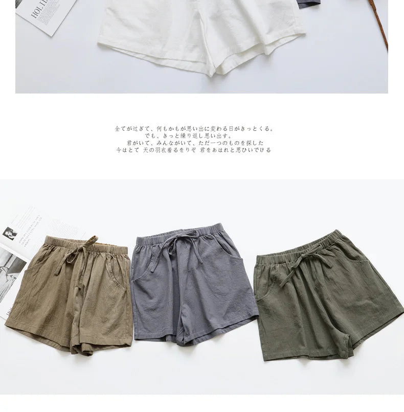 Summer Cotton Linen Shorts Women High Waist Oversize Shorts Short Pants Women Fashion Casual Sports Shorts Female S-XL